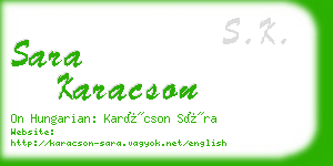 sara karacson business card